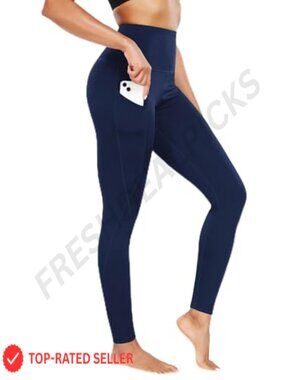 Fleece Lined High Waist Yoga Leggings With Pockets Thermal Workout Pants
